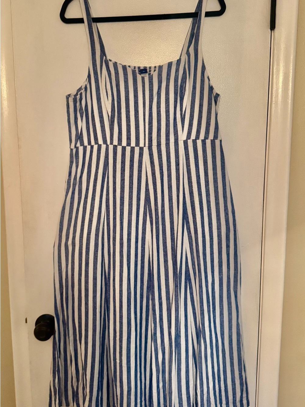 Striped Blue and White Linen-Blend Sundress